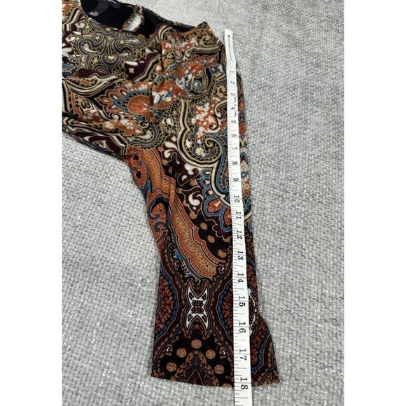 Vtg Inc International Concepts Top Womens 2X Black Brown Paisley Mesh Y2K Ruched - Picture 8 of 11